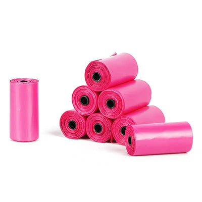 Stack of pink rolls on a white background