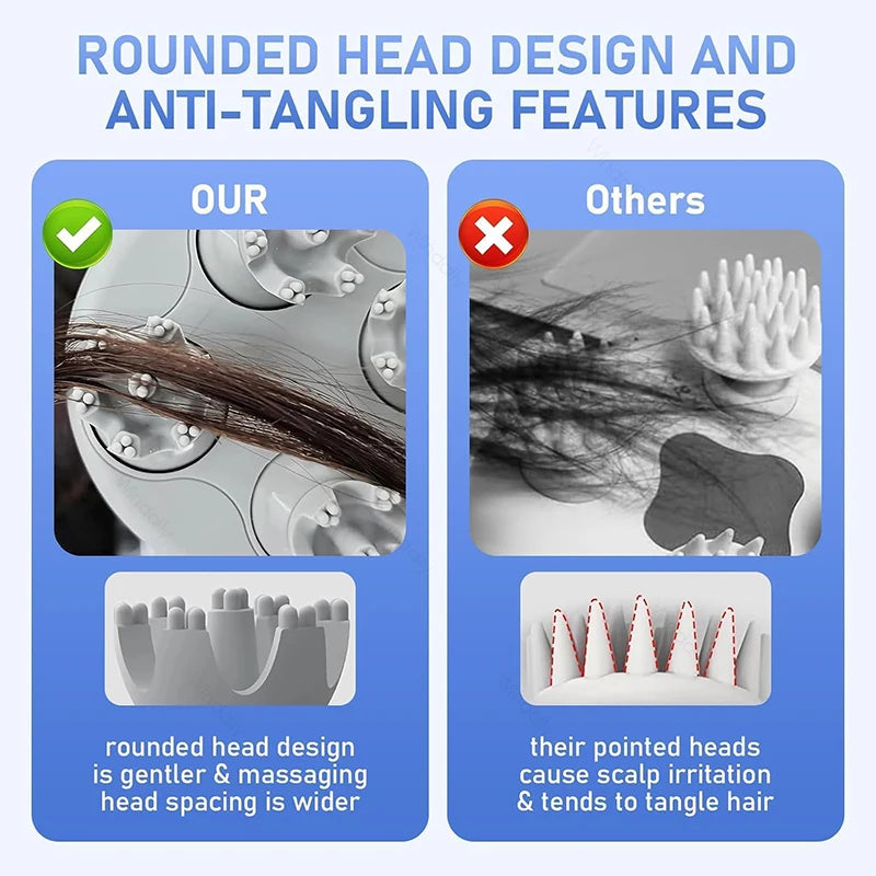 Electric Cordless Scalp Massager 4 Kneading Heads Waterproof Rechargeable