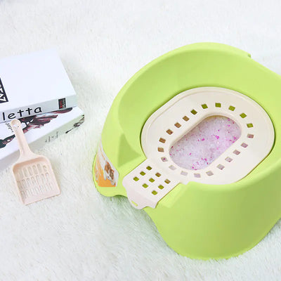 PrivacyPlus Pro semi-enclosed antibacterial cat litter box with high walls for mess containment
